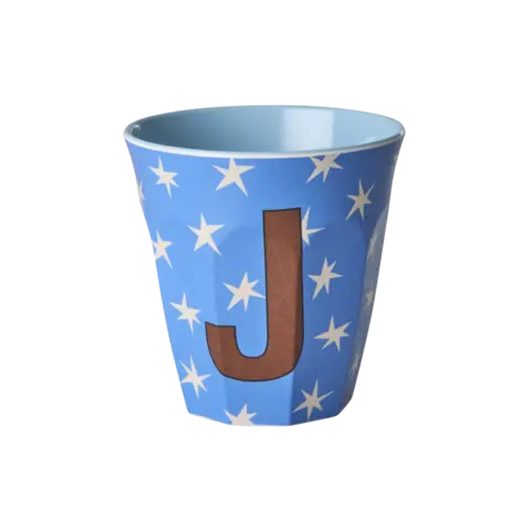 Rice alfabet beker letter J sterren blauw bruin