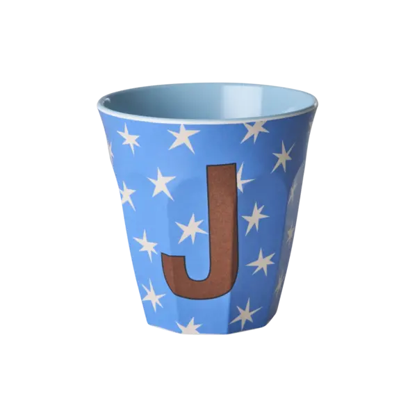 rice Denmark Rice melamine alfabet beker letter J medium sterren blauw bruin