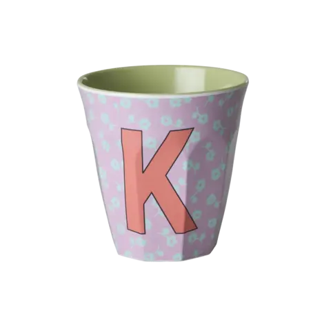 Rice alfabet beker letter K bloemen paars groen