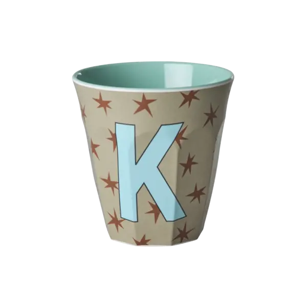 rice Denmark Rice melamine alfabet beker letter K medium sterren blauw bruin