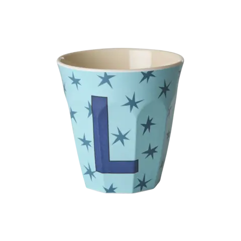 Rice alfabet beker letter L sterren blauw beige