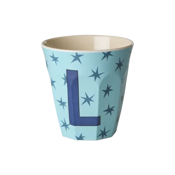 rice Denmark Rice melamine alfabet beker letter L medium sterren blauw beige