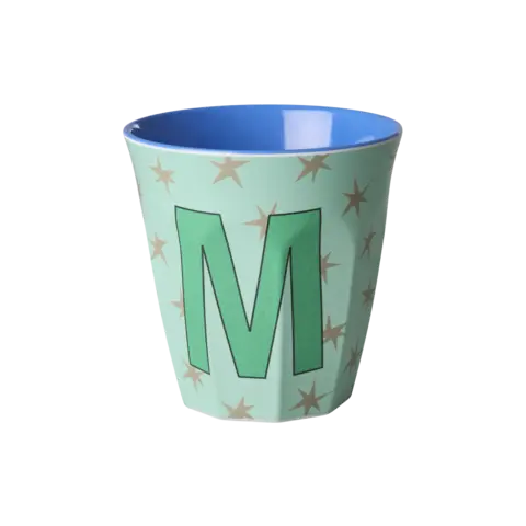 Rice alfabet beker letter M sterren blauw groen