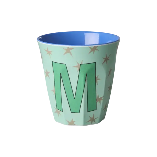 rice Denmark Rice melamine alfabet beker letter M medium sterren blauw groen