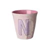Rice melamine alfabet beker letter N roze paars