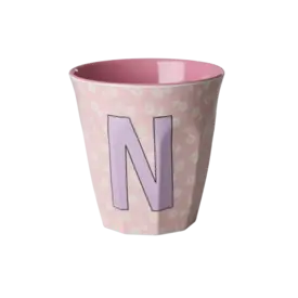 rice Denmark Rice alfabet beker letter N bloemen roze paars
