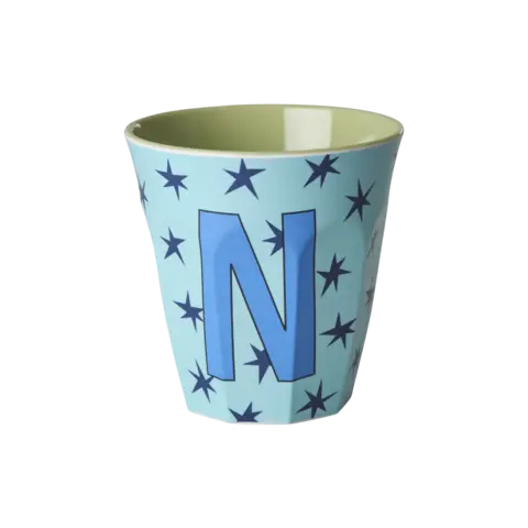 Rice alfabet beker letter N sterren blauw groen