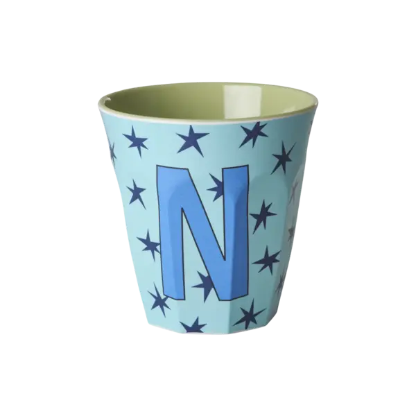 rice Denmark Rice melamine alfabet beker letter N medium sterren blauw groen