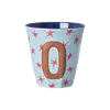 Rice melamine alfabet beker letter O medium sterren blauw rood