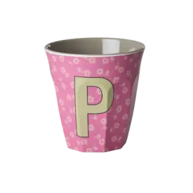 rice Denmark Rice alfabet beker letter P bloemen roze groen