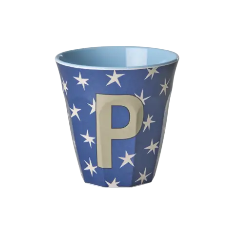 Rice alfabet beker letter P sterren blauw bruin