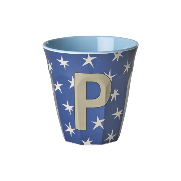 rice Denmark Rice melamine alfabet beker letter P medium sterren blauw bruin