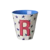 Rice melamine alfabet beker letter R medium sterren blauw rood