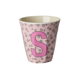 rice Denmark Rice alfabet beker letter S bloemen roze creme