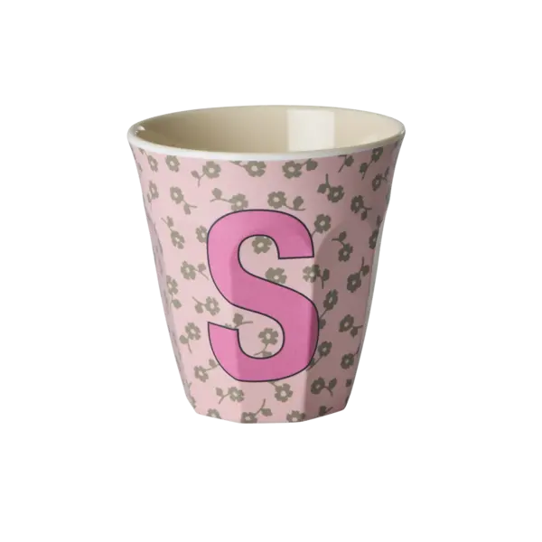 rice Denmark Rice melamine alfabet beker letter S bloemen roze creme