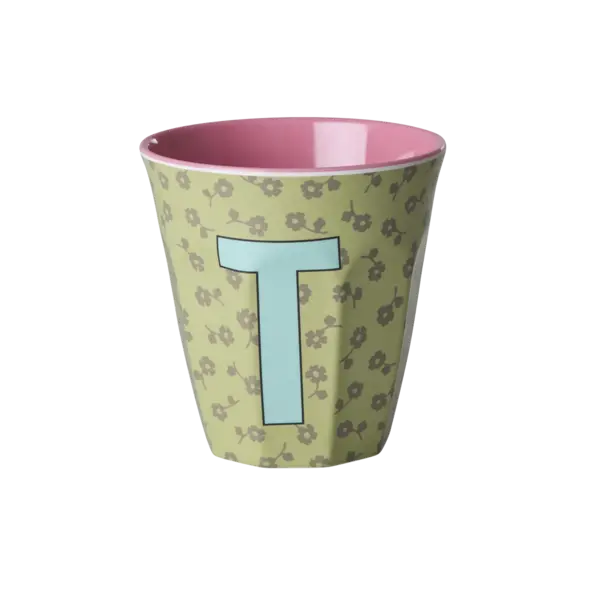 rice Denmark Rice melamine alfabet beker letter T bloemen groen roze
