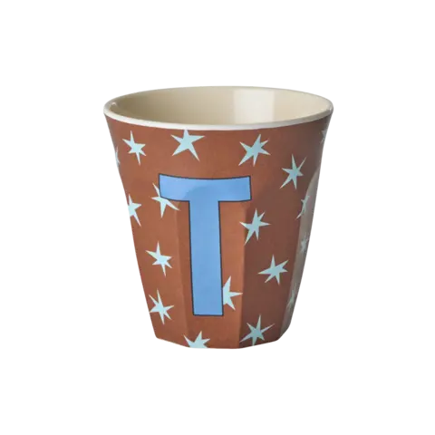 Rice alfabet beker letter T sterren blauw bruin