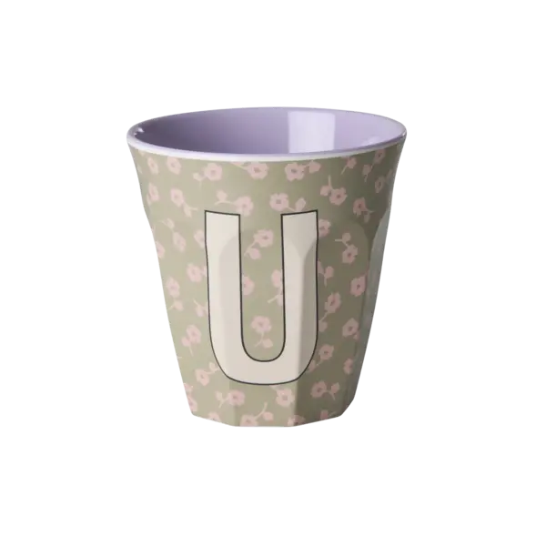 rice Denmark Rice melamine alfabet beker letter U bloemen paars roze