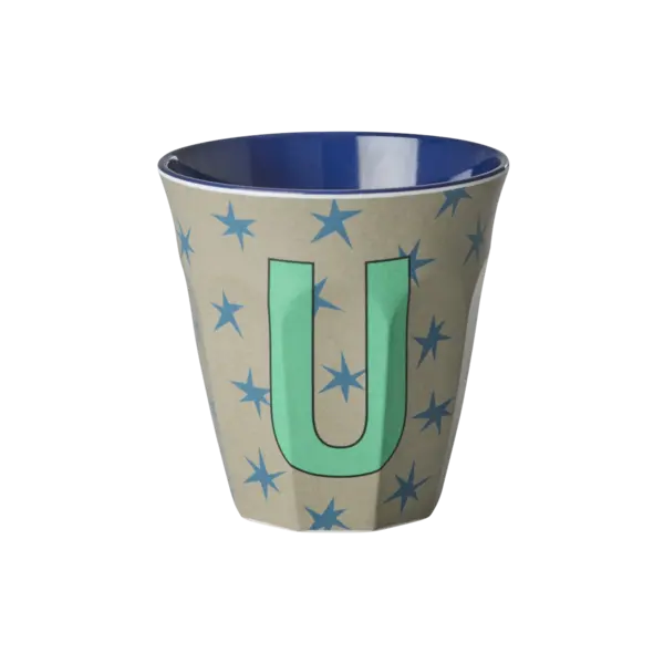 rice Denmark Rice melamine alfabet beker letter U medium sterren blauw bruin