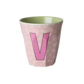 rice Denmark Rice alfabet beker letter V bloemen roze groen
