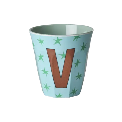 Rice alfabet beker letter V sterren groen bruin