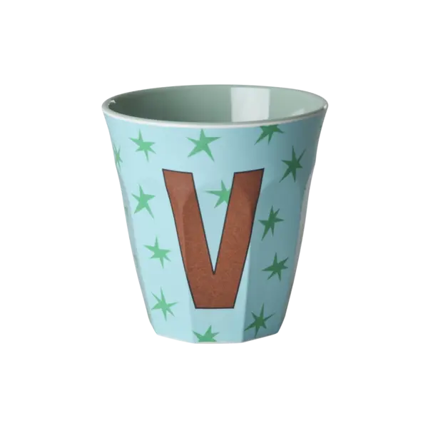 rice Denmark Rice melamine alfabet beker letter V medium sterren groen bruin