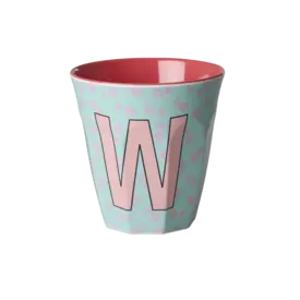 rice Denmark Rice alfabet beker letter W bloemen blauw roze