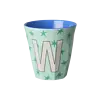 Rice melamine alfabet beker letter V medium sterren groen blauw