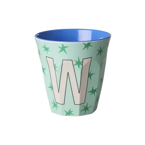 Rice alfabet beker letter W sterren groen blauw
