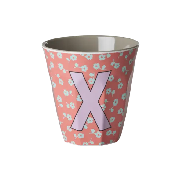 rice Denmark Rice melamine alfabet beker letter X  bloemen paars oranje