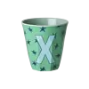 Rice melamine alfabet beker letter X medium sterren groen blauw