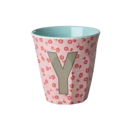 rice Denmark Rice alfabet beker letter Y bloemen roze groen