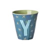 Rice melamine alfabet beker letter Y medium sterren groen blauw