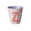 Rice melamine alfabet beker letter Z  bloemen paars roze