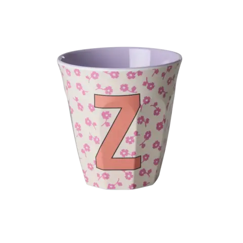 Rice alfabet beker letter Z bloemen paars roze