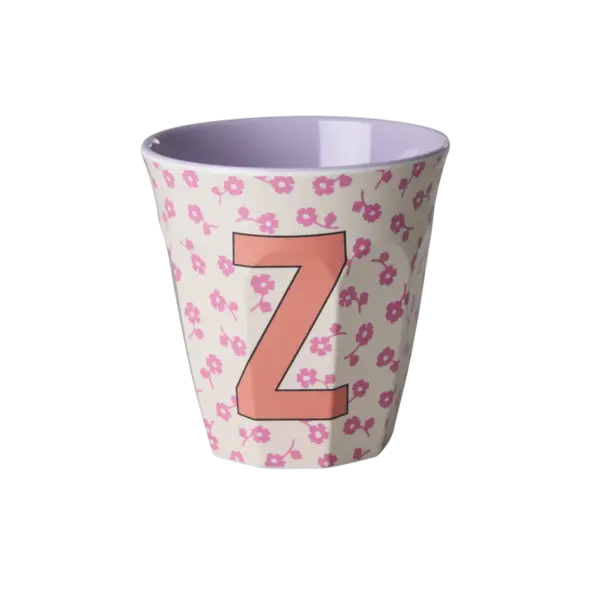 rice Denmark Rice melamine alfabet beker letter Z  bloemen paars roze