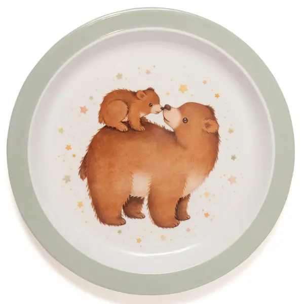 Petit Monkey Petit Monkey melamine kinderbord beer Bear and Stars groen