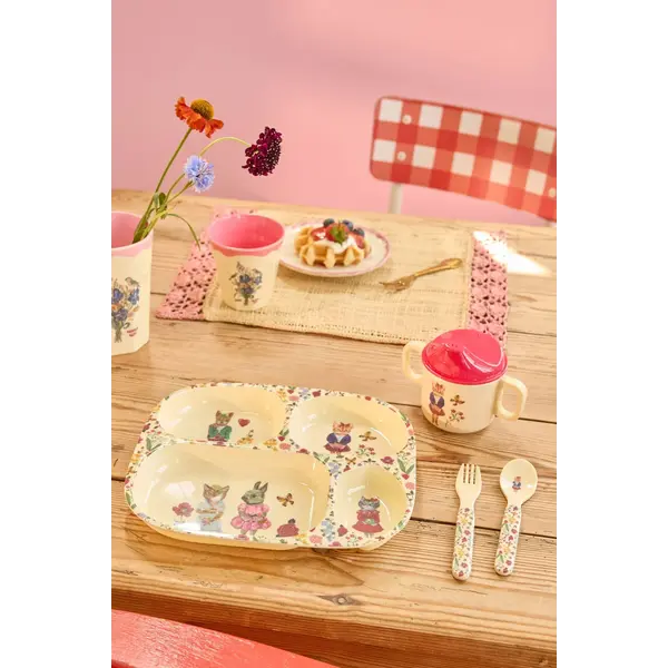 rice Denmark Rice melamine kinderservies Nathalie Lété vintage dieren creme