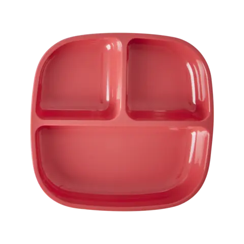Rice melamine kinderbordje met vakjes rood