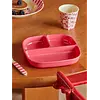 Rice melamine kinderbordje met vakjes rood