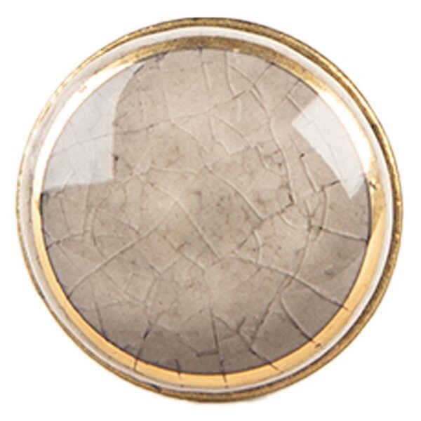 Clayre & Eef Clayre en Eef deurknopje rond grijs met gouden rand klein