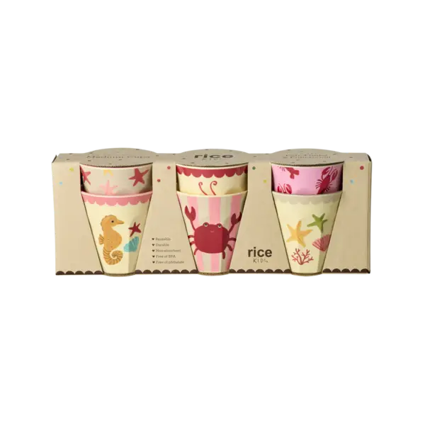 rice Denmark Rice melamine bekers Ocean print roze medium