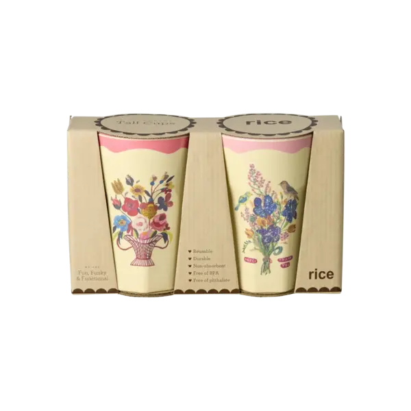 rice Denmark Rice hoge beker vintage bloemen print Nathalie Lété Set van 2
