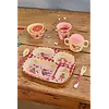Rice melamine kinderbord met vakken Superhelden print roze
