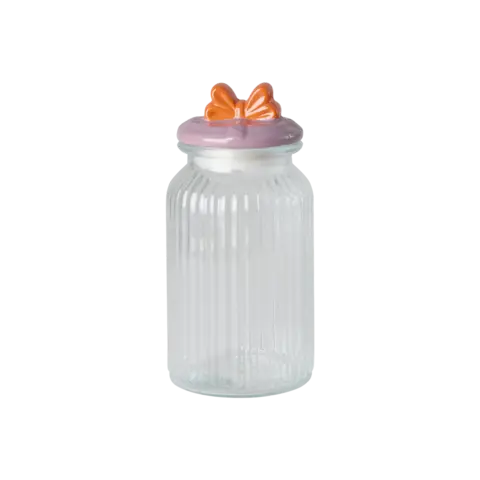 Rice voorraadpot strikje oranje paars groot