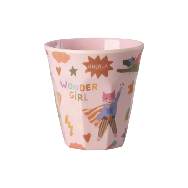 rice Denmark Rice melamine kinderbeker medium superhelden Hero print roze