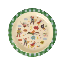 rice Denmark Rice melamine kinderbord superhelden print groen