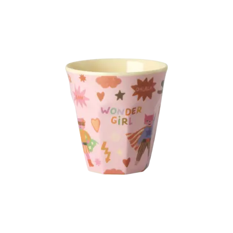 Rice melamine kinderbeker klein Hero print roze