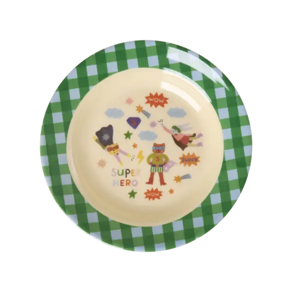 rice Denmark Rice melamine diep kinderbord Hero print groen
