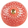 Clayre & Eef deurknop rond rood met bloemen patroon